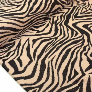 Shimmer Lycra Fabric - Beige, black