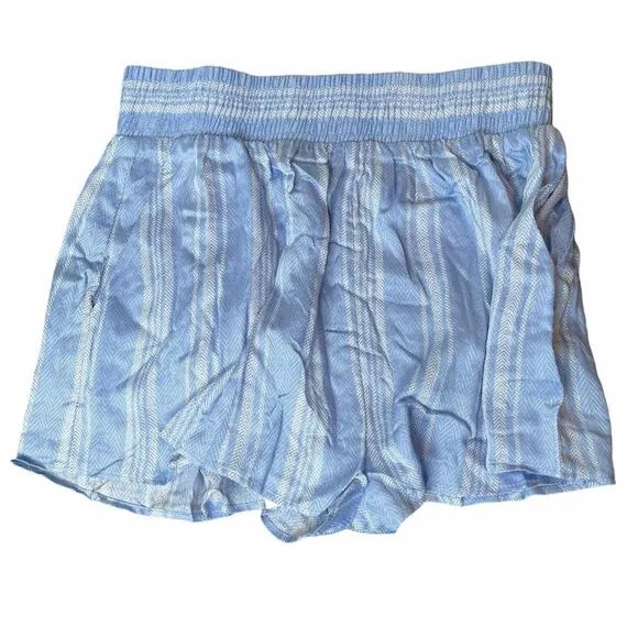 Show Me Your Mumu Serena Smocked Shorts Blue and White Size Small