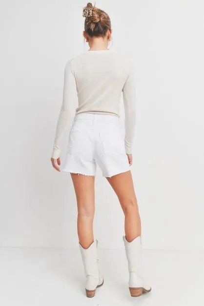 SIDE SLIT DENIM SHORTS