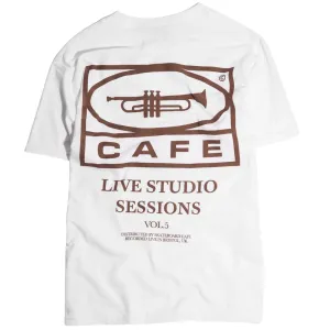 Skateboard Cafe 45 T-Shirt | White & Coffee