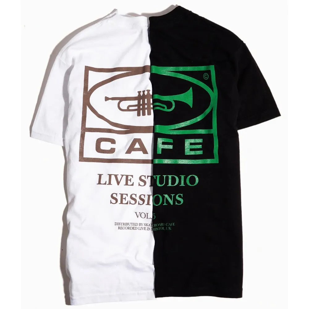 Skateboard Cafe 45 T-Shirt | White & Coffee