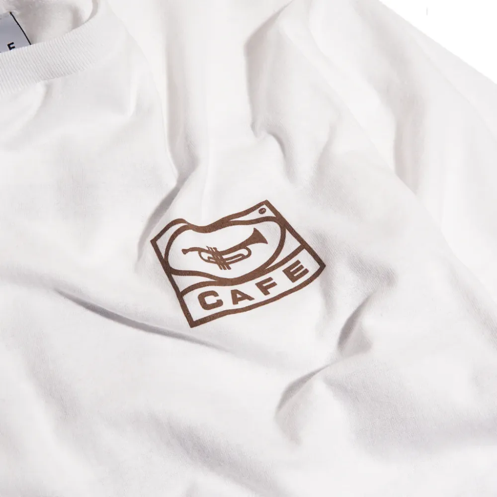 Skateboard Cafe 45 T-Shirt | White & Coffee
