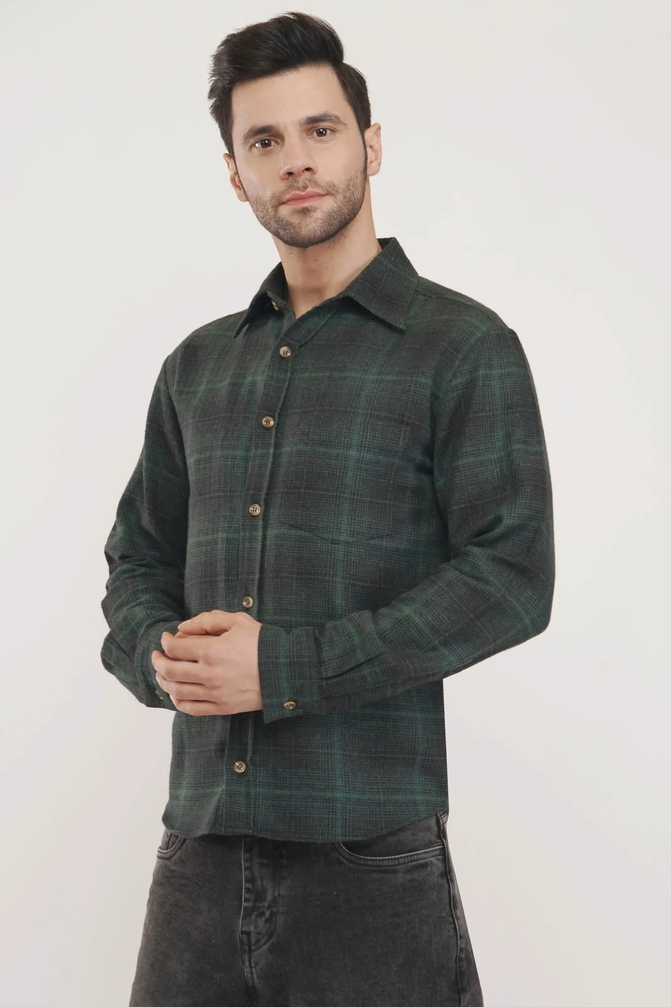 Sleek Noble  | Green & Black Checkered Shirt