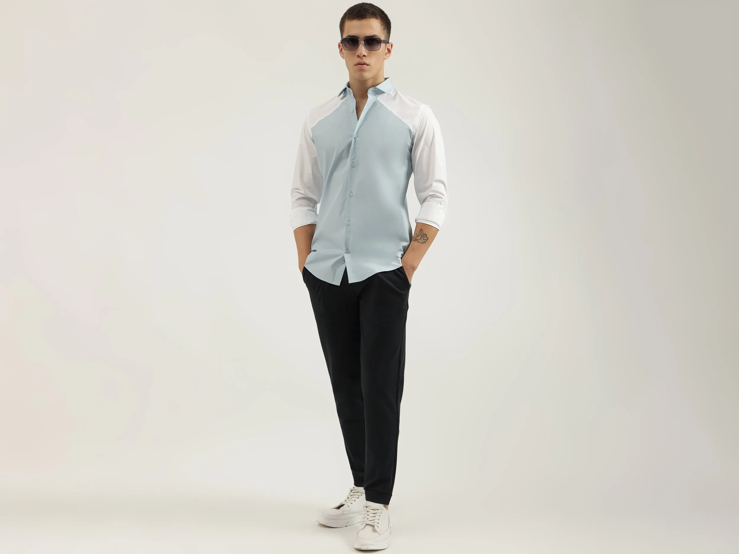 Slim Fit Cut Away Collar Solid Shirts