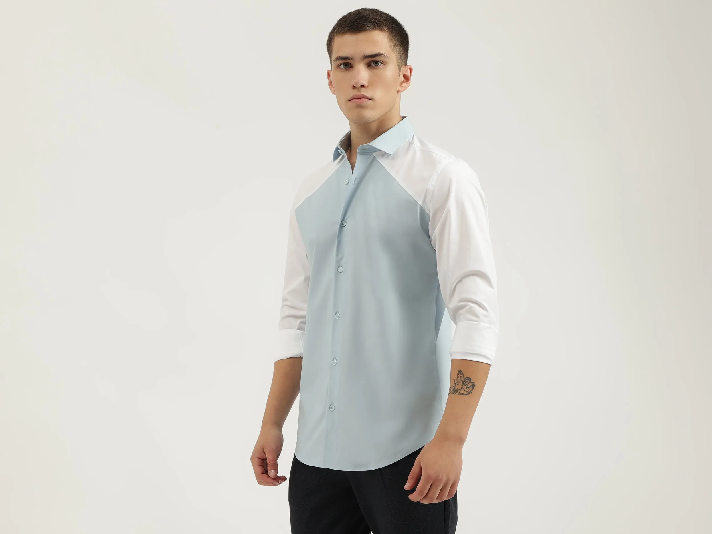 Slim Fit Cut Away Collar Solid Shirts
