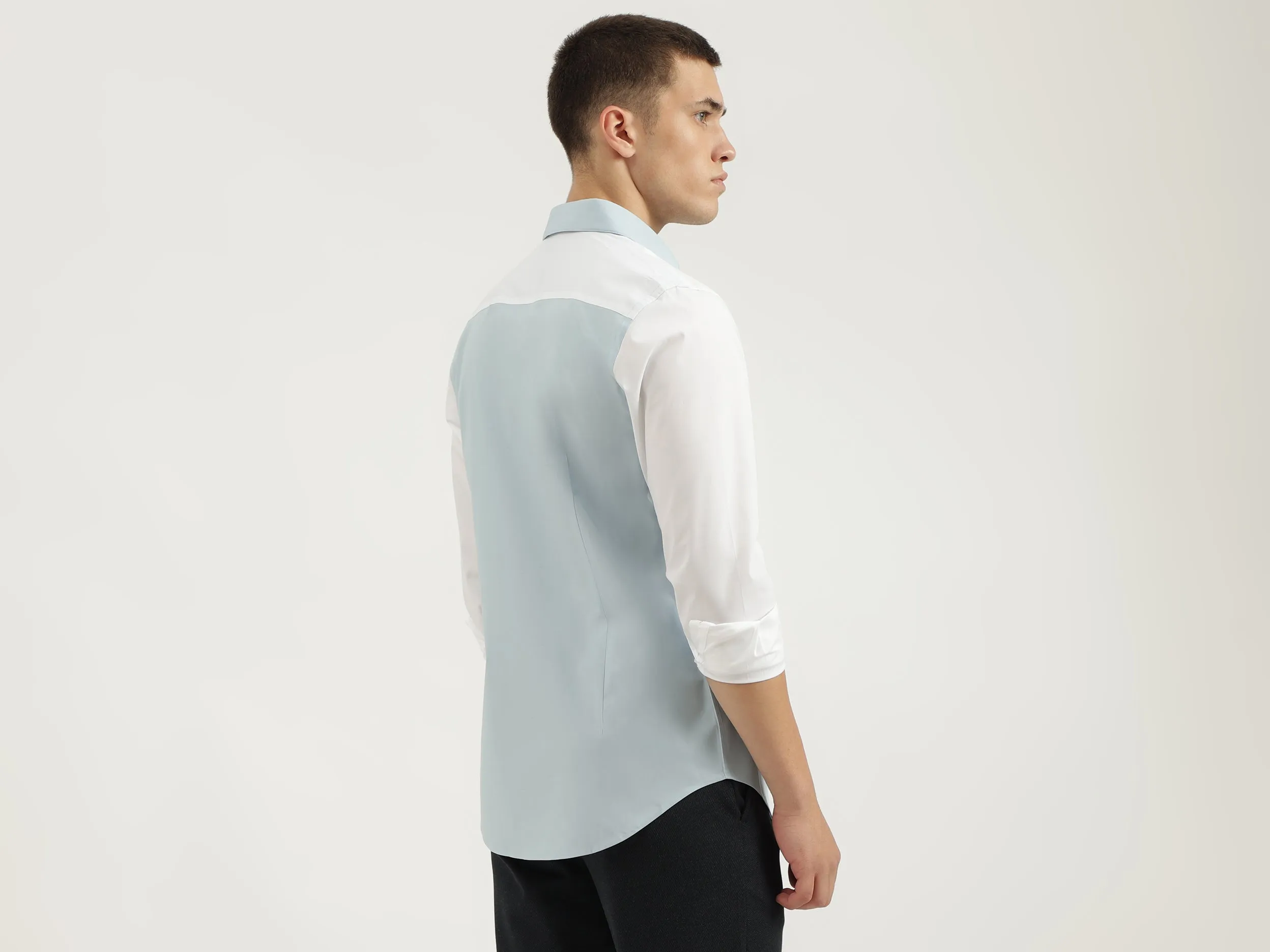 Slim Fit Cut Away Collar Solid Shirts
