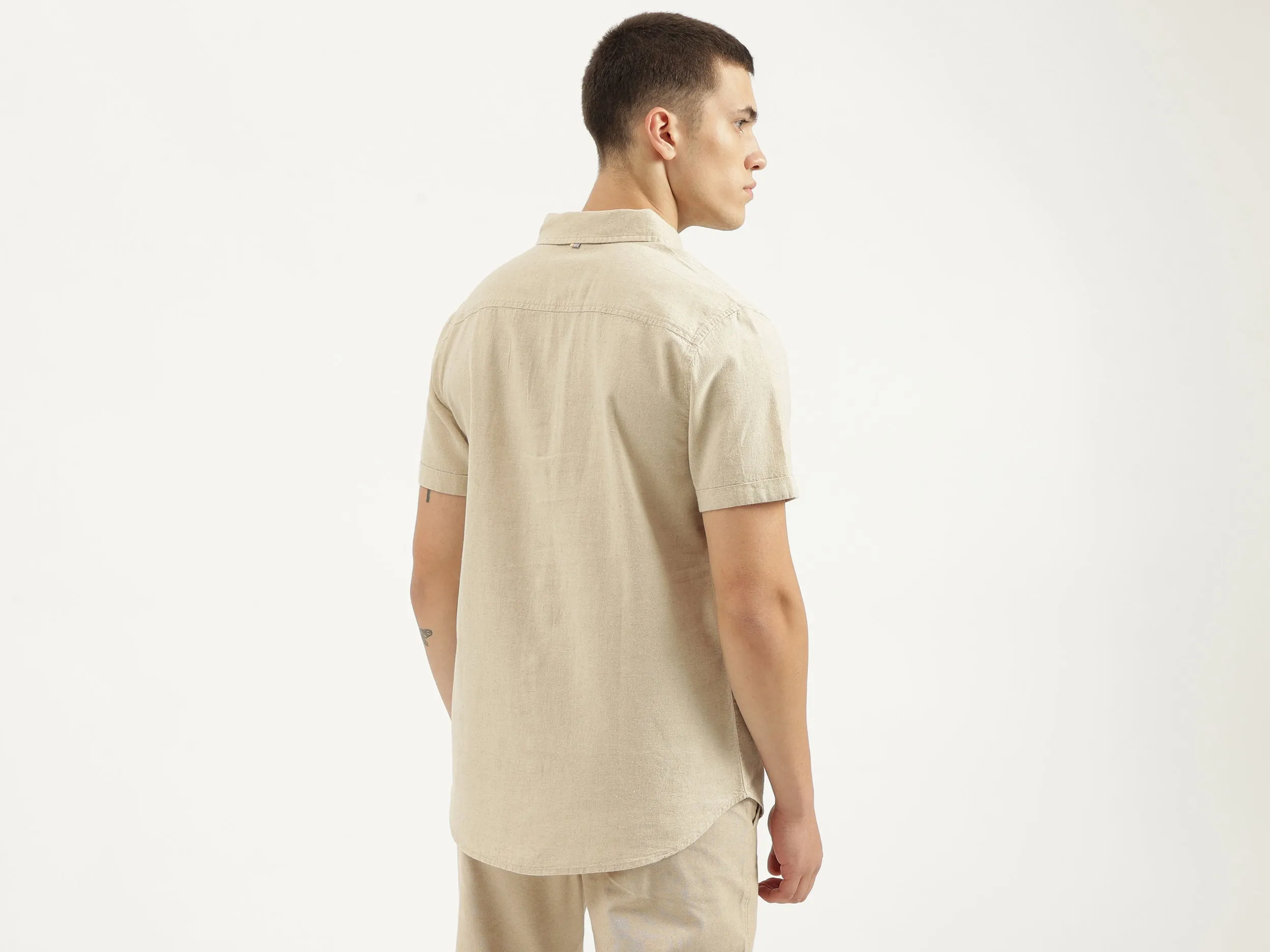 Slim Fit Spread Collar Solid Shirts