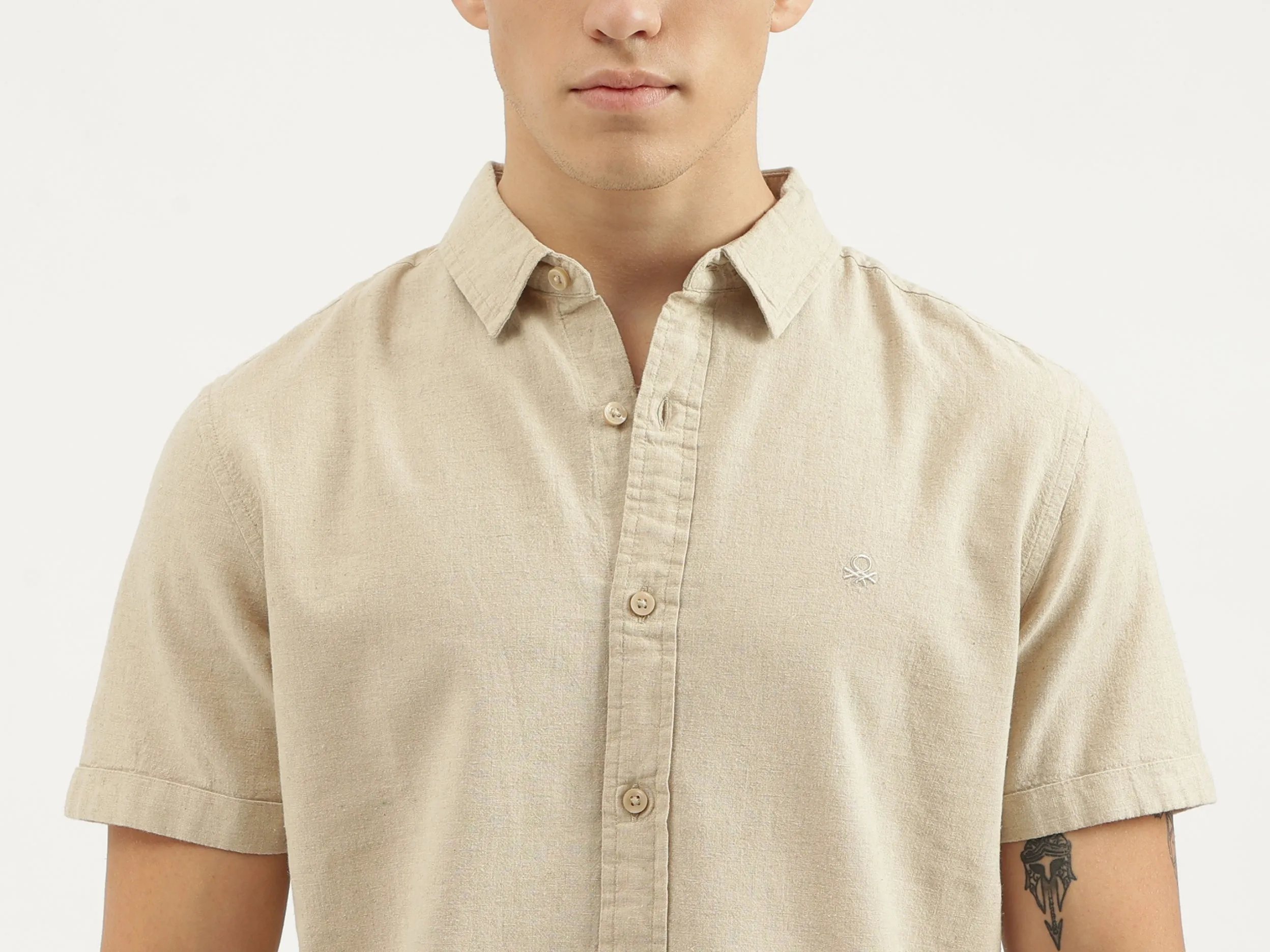 Slim Fit Spread Collar Solid Shirts