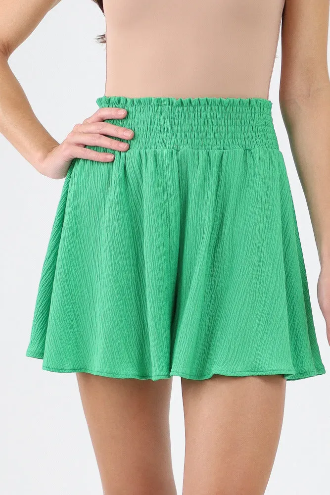 Smocked Flowy Shorts -Black