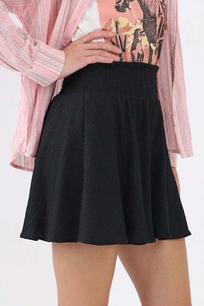 Smocked Flowy Shorts -Black