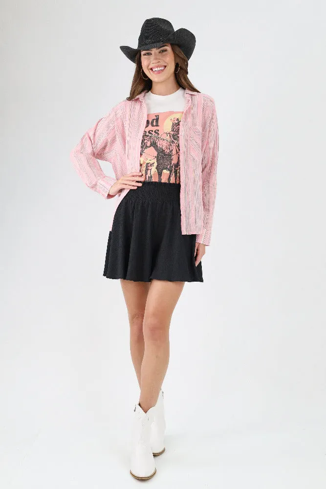 Smocked Flowy Shorts -Black