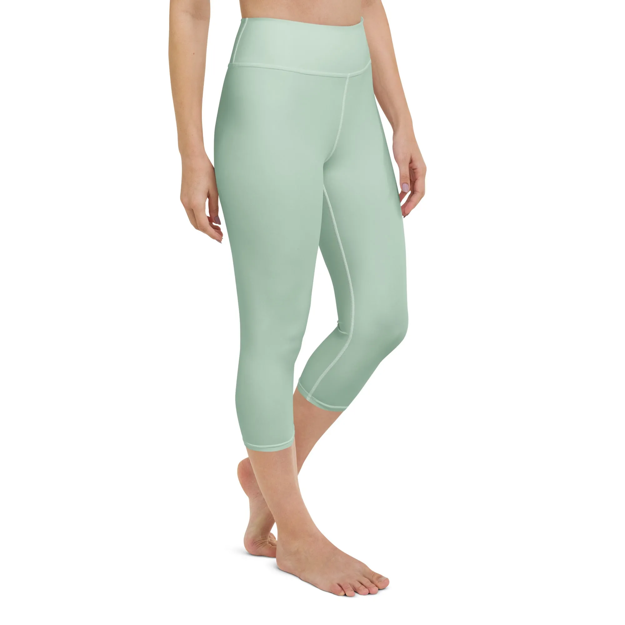 Soft Green Capri Yoga  Leggings