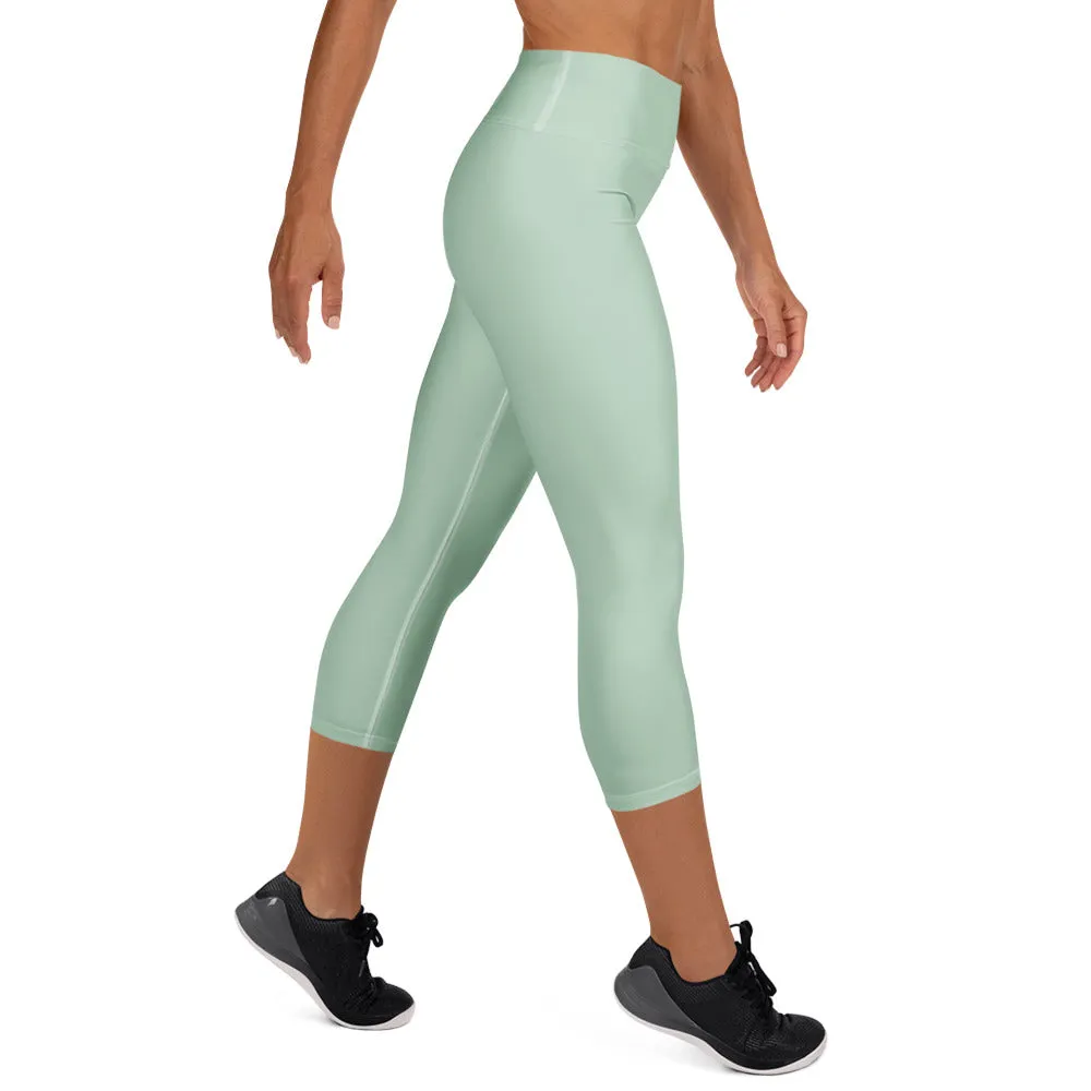 Soft Green Capri Yoga  Leggings