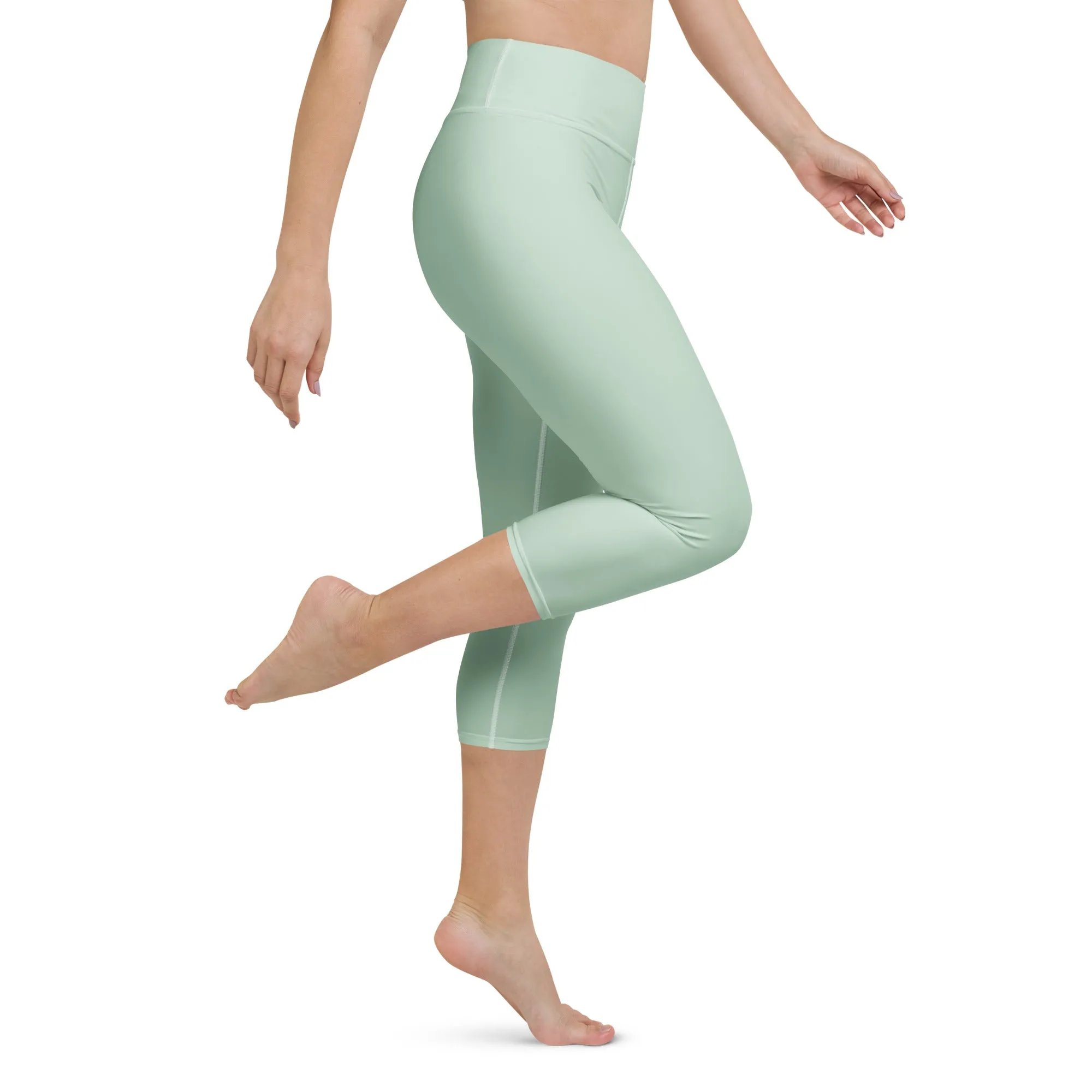 Soft Green Capri Yoga  Leggings