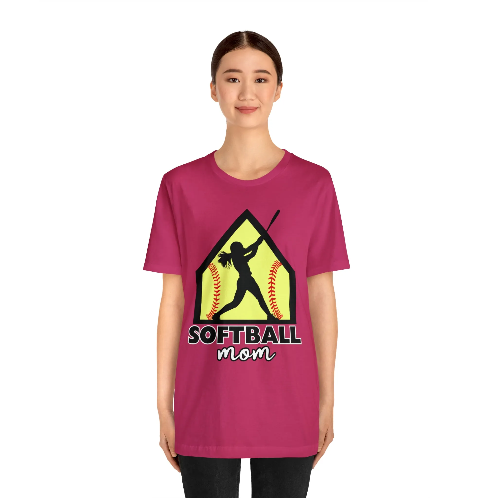 Softball Mom with base Short Sleeve Tee