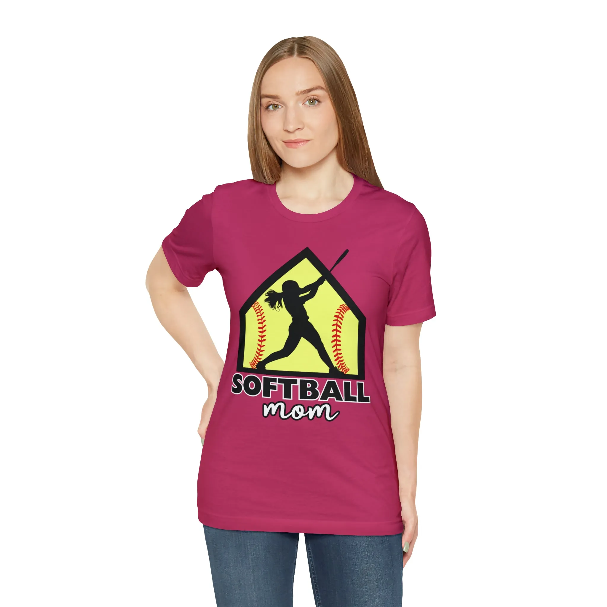 Softball Mom with base Short Sleeve Tee