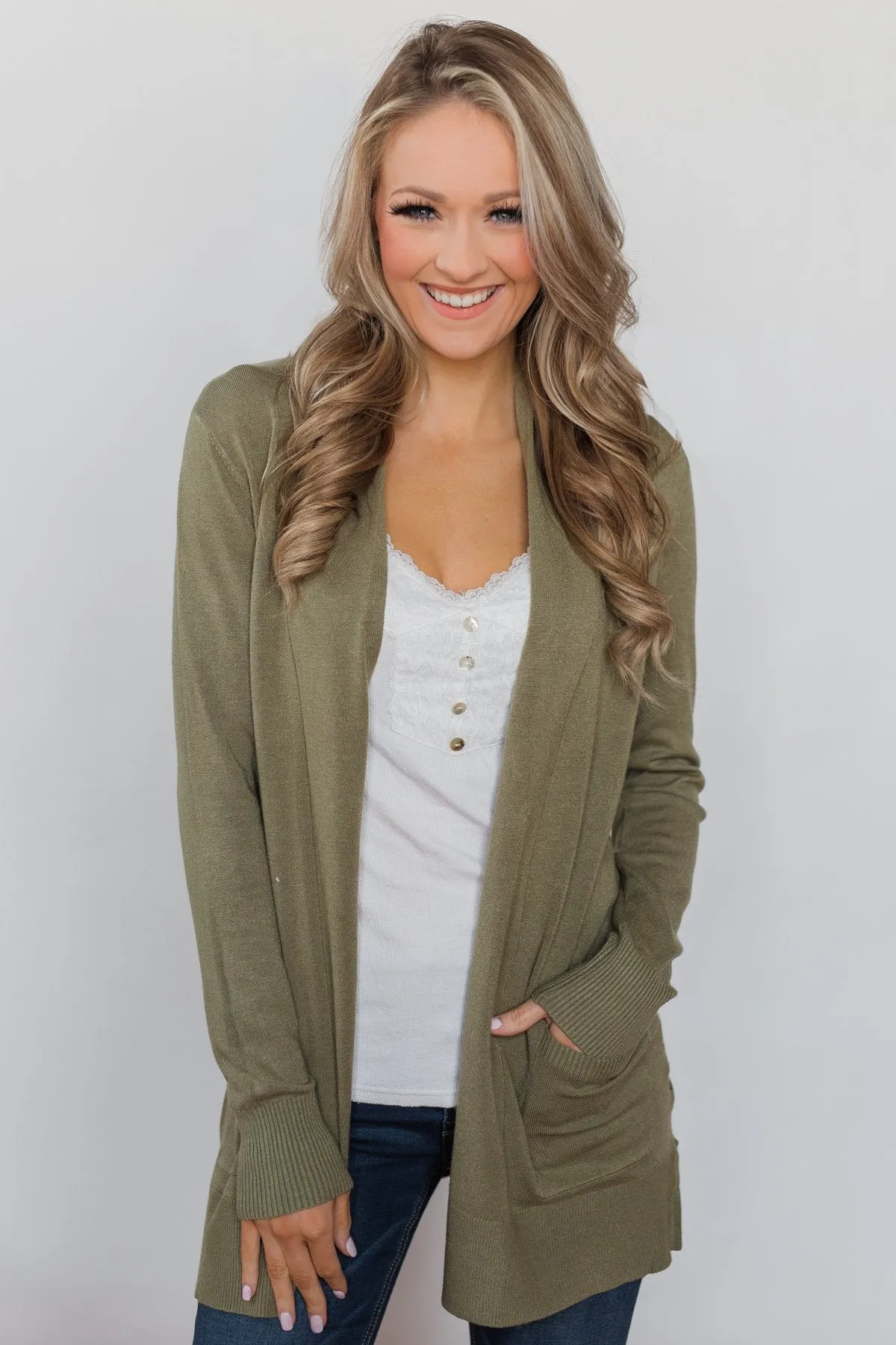 Softest Cardigan Ever- Light Olive