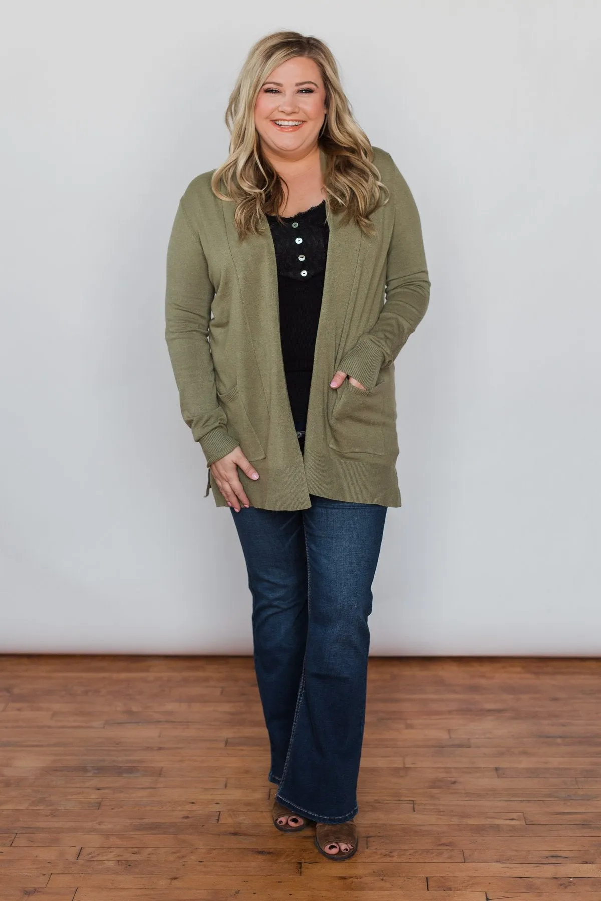Softest Cardigan Ever- Light Olive