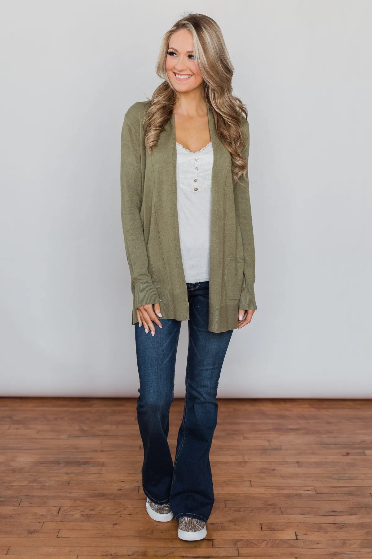 Softest Cardigan Ever- Light Olive
