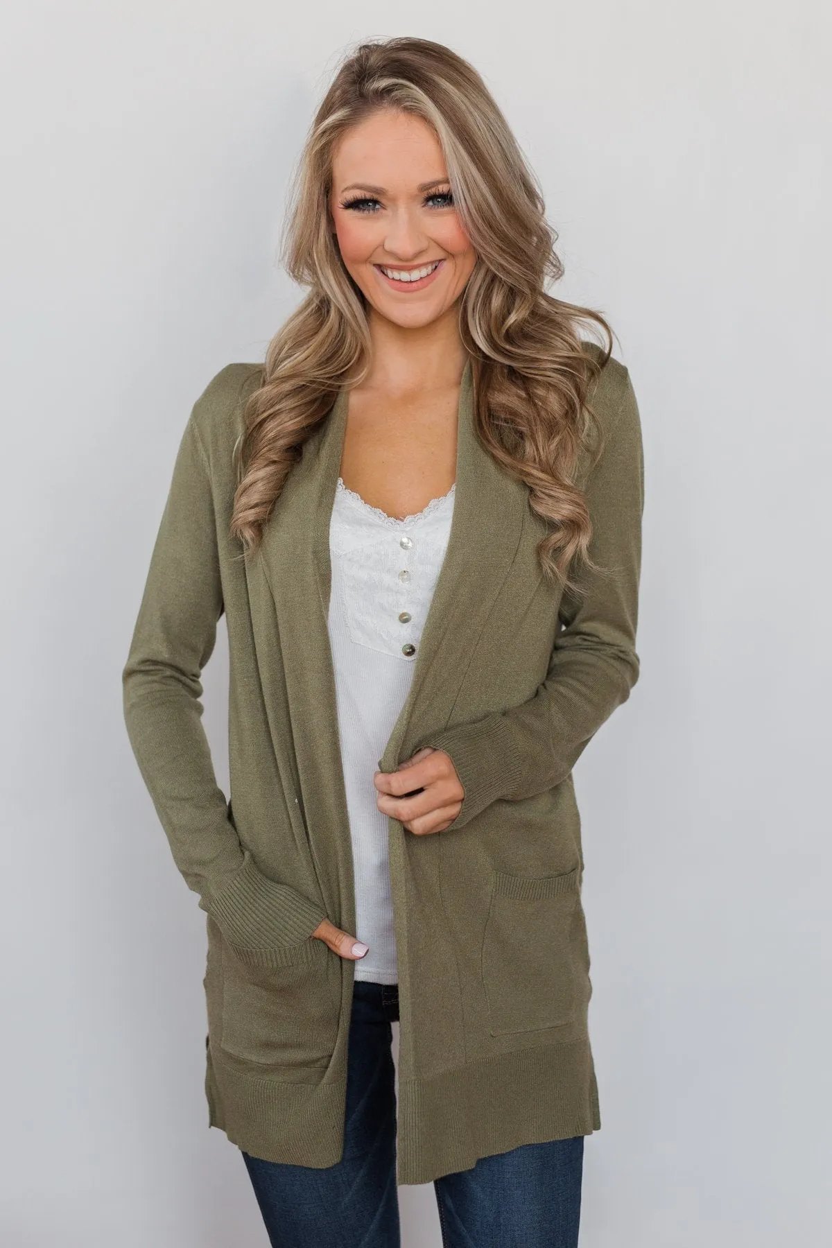 Softest Cardigan Ever- Light Olive