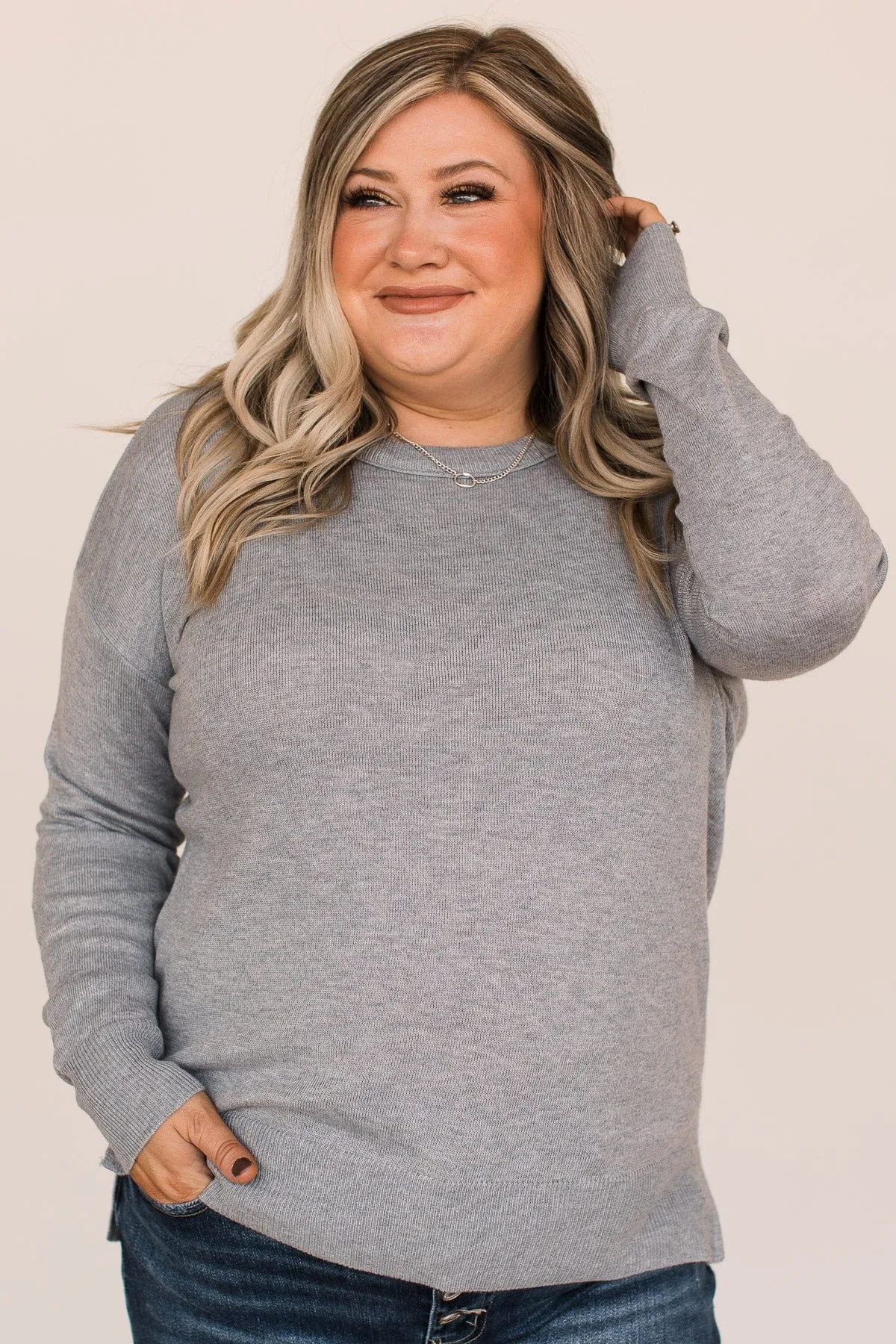 Soothes The Soul Knit Top- Heather Grey