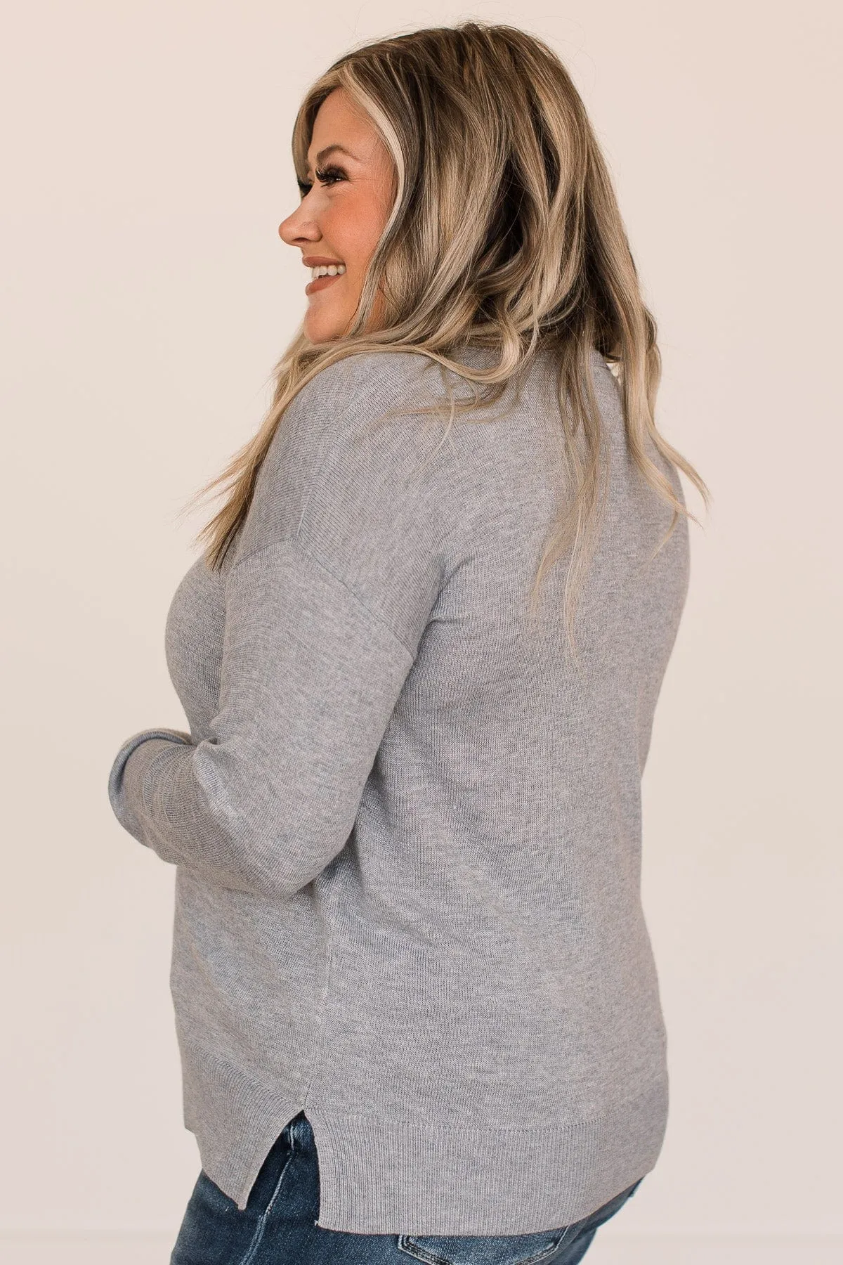 Soothes The Soul Knit Top- Heather Grey
