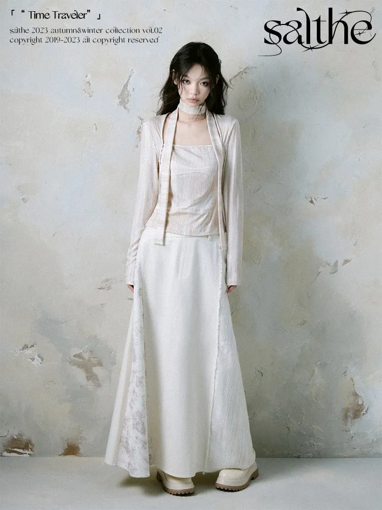 splicing stretch slim long-sleeved  tops