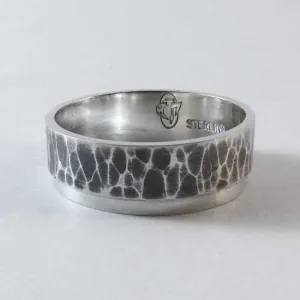 Split Level Hammered Wedding Band