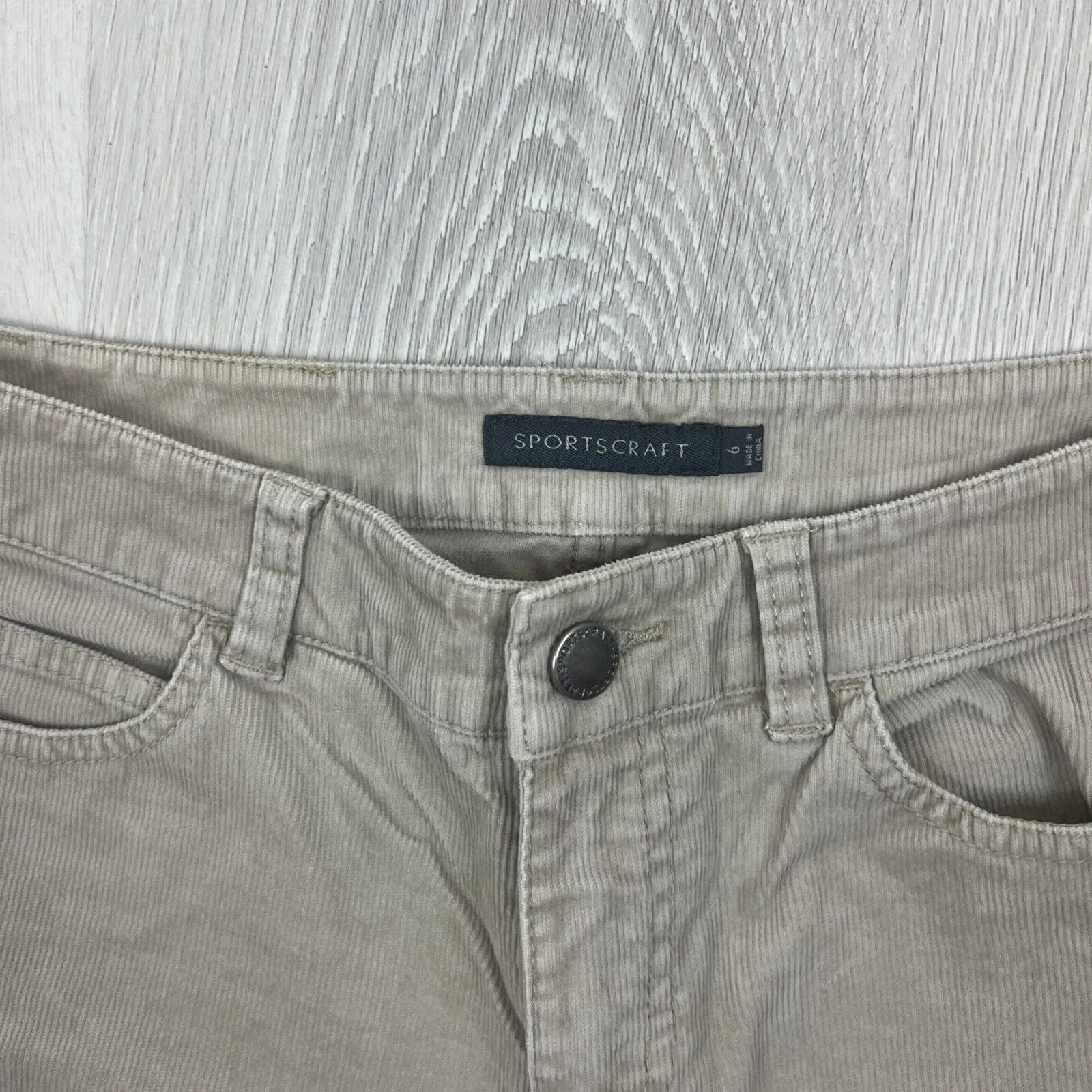 Sportscraft Womens Beige Straight Corduroy Pants Size 6