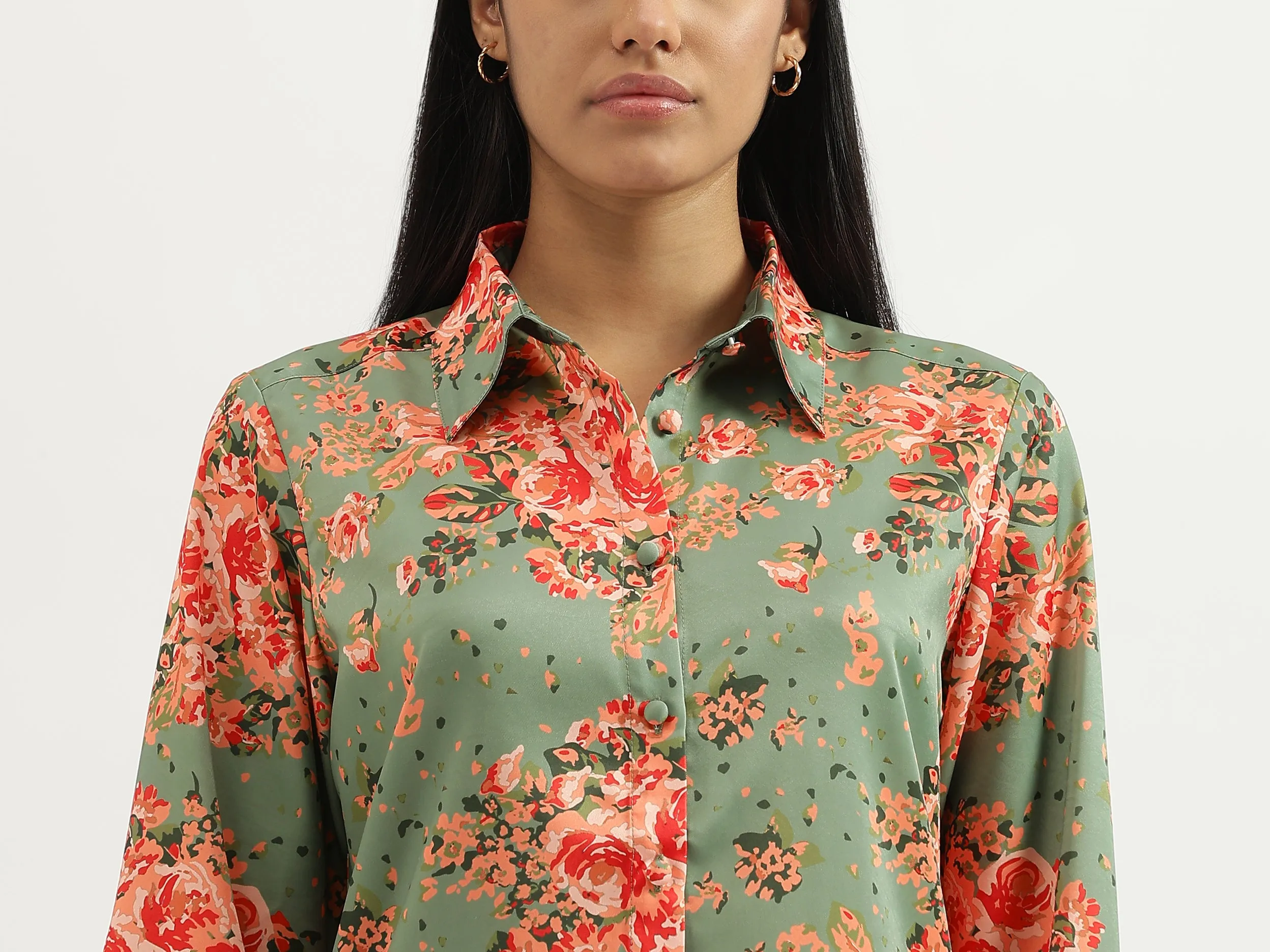 Spread Collar Floral Print Shirts