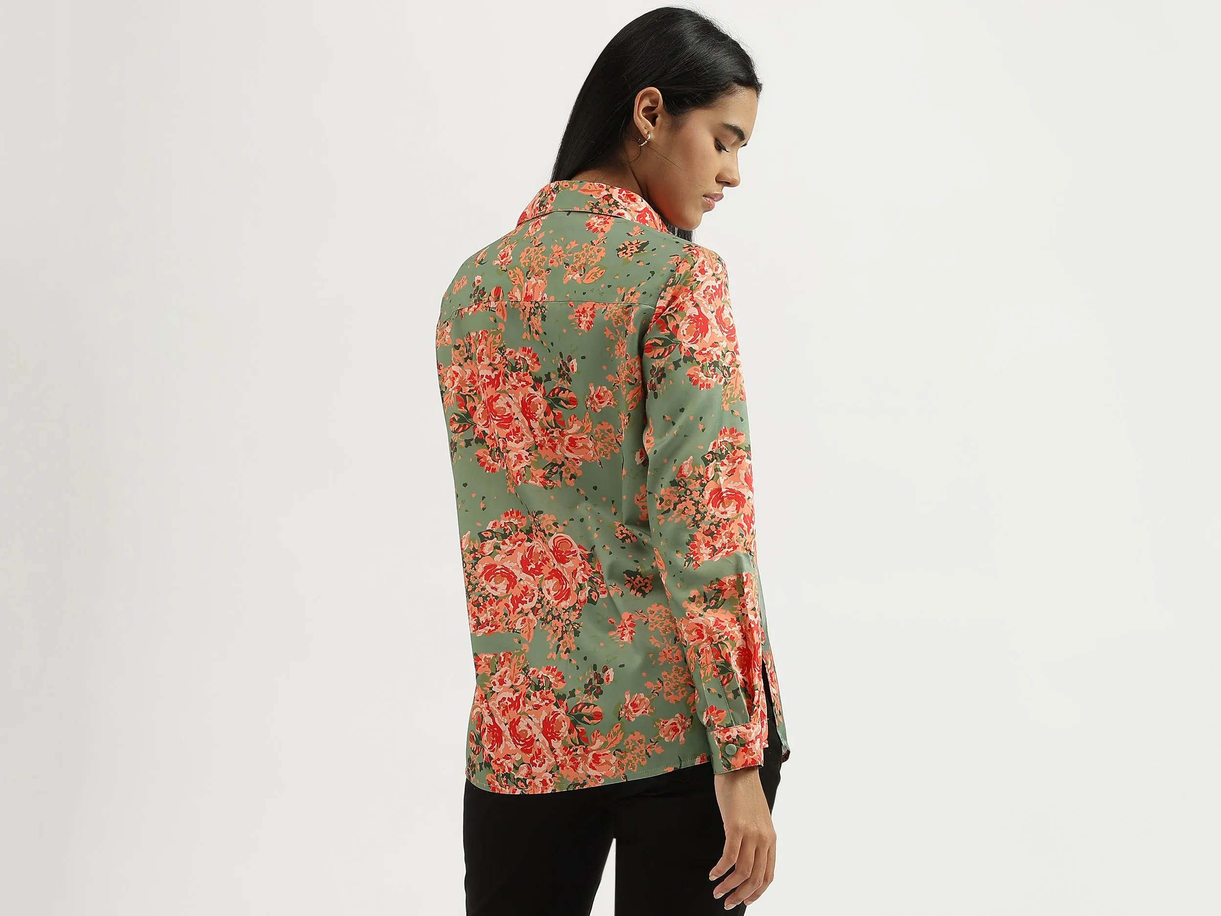 Spread Collar Floral Print Shirts