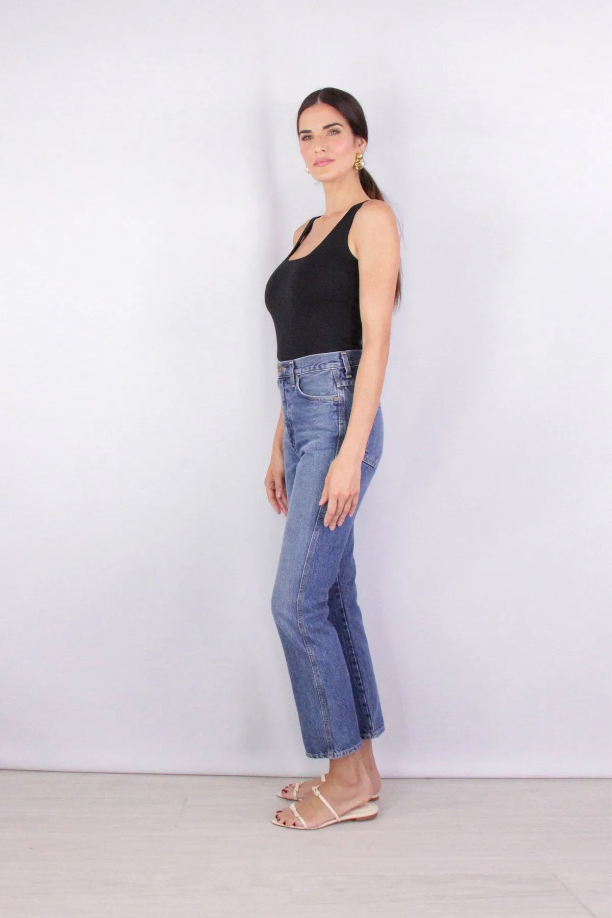 Square Neck Stretch Tank in Black