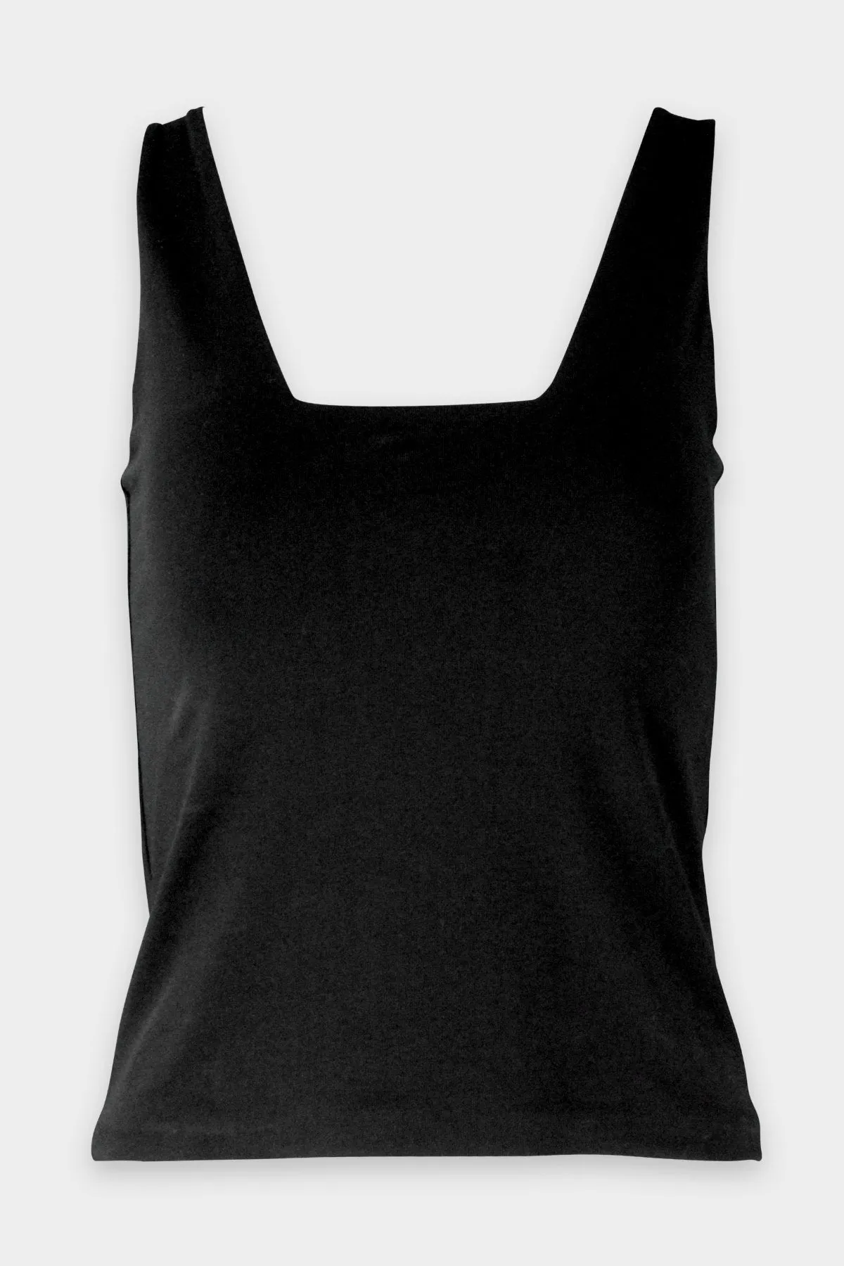 Square Neck Stretch Tank in Black
