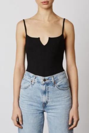 Stretch Ribbed V Cut Bodysuit