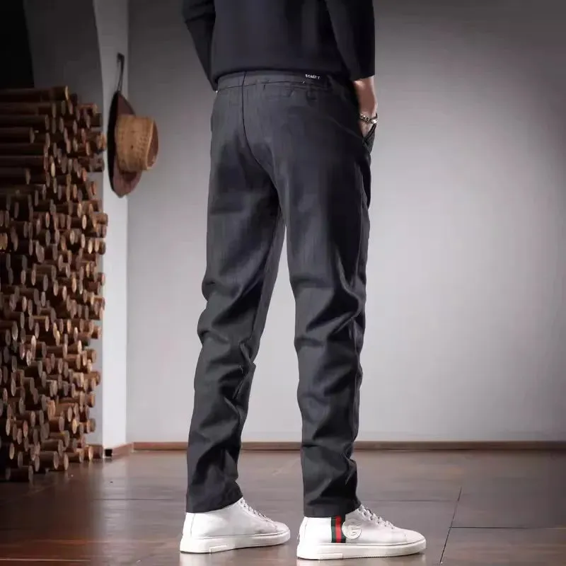 Striped Pants for Men: Social Casual Gray and Black Slim Fit Straight Suit Trousers
