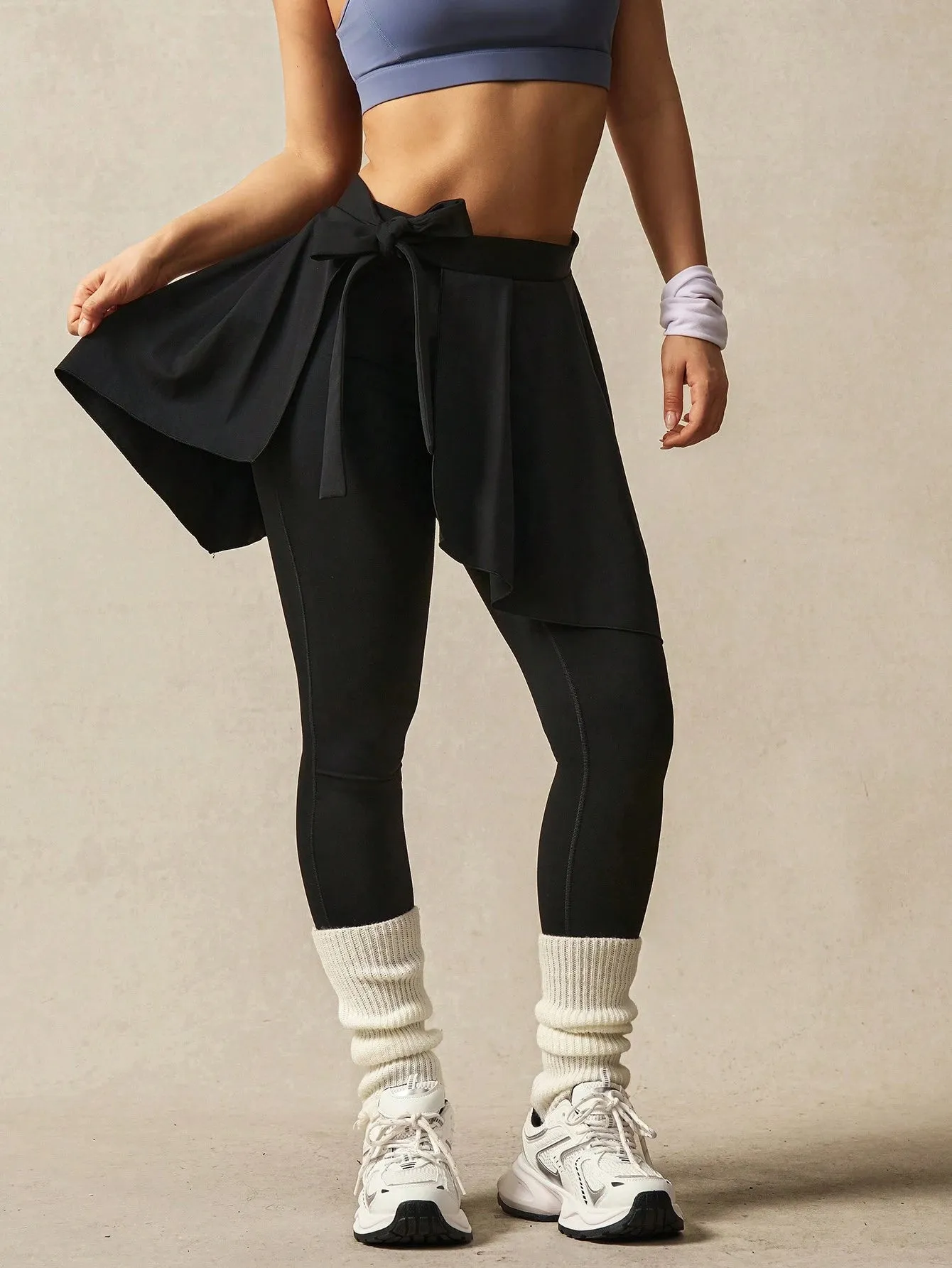 Stylish & Comfortable Patchwork Ruffle Trim Fitness Leggings
