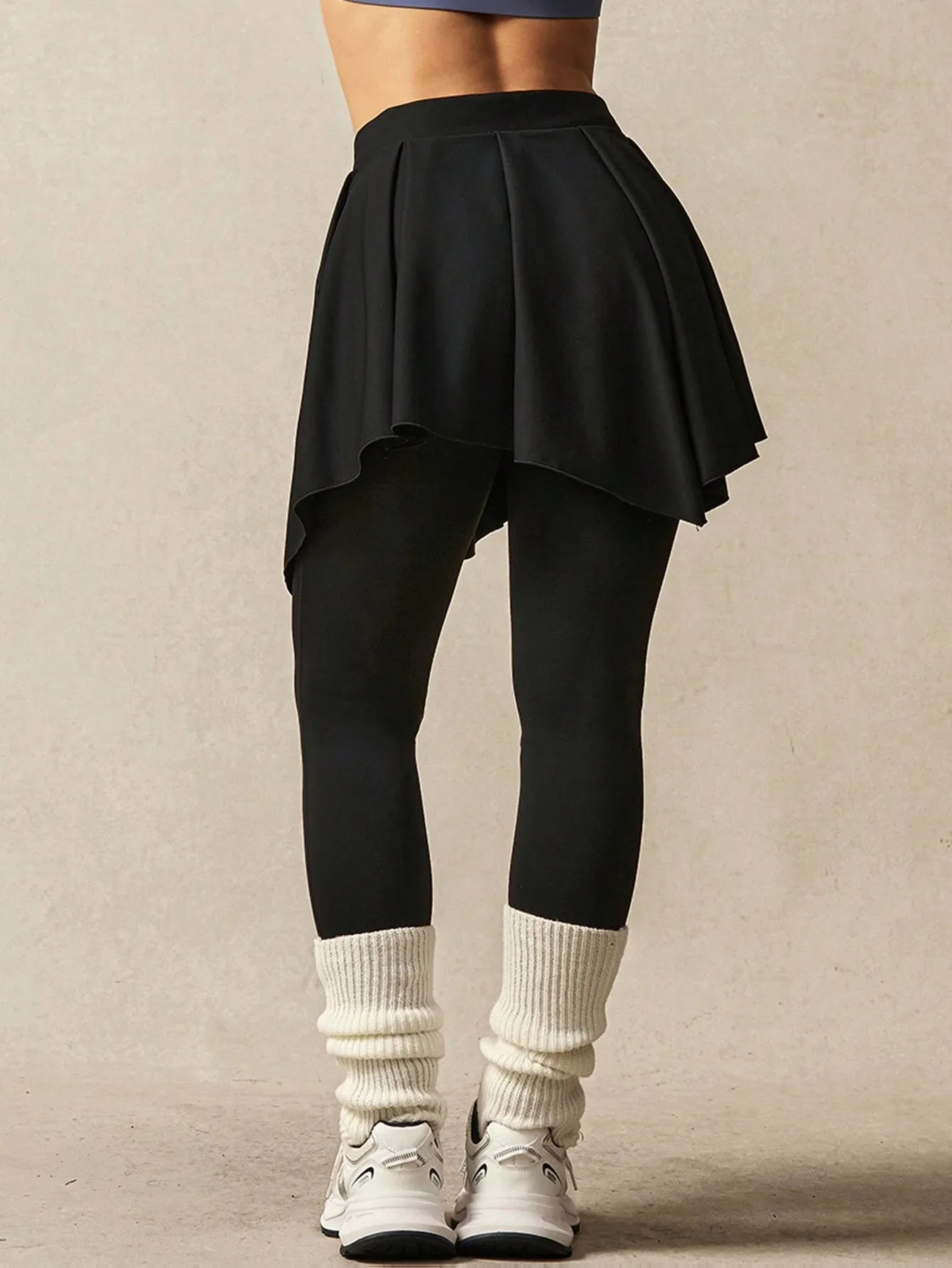 Stylish & Comfortable Patchwork Ruffle Trim Fitness Leggings