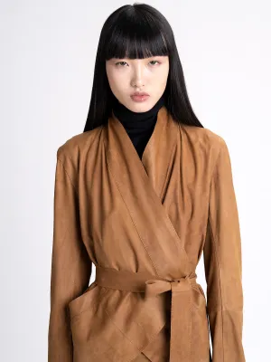 Suede High Neck Cross Over Jacket