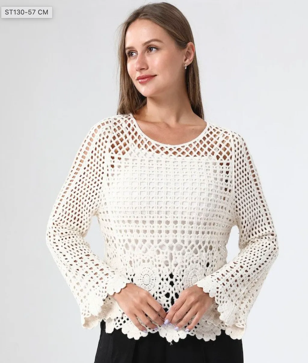 Summer Day Crochet Top - Warm Oat