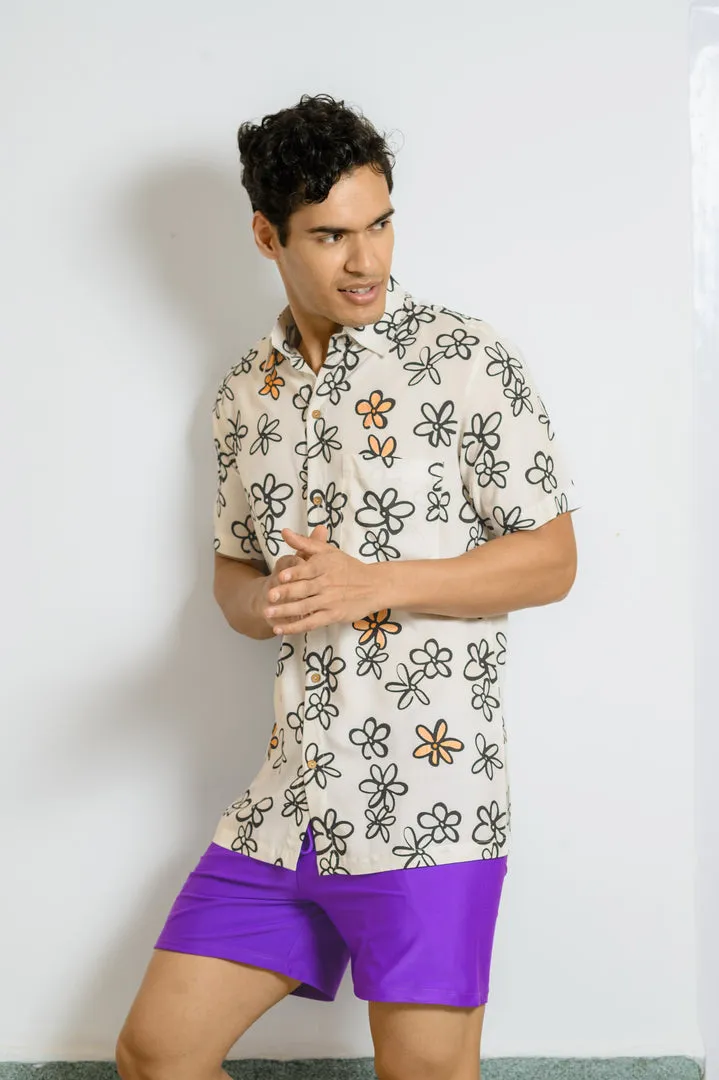 Sun Sketch – Men’s Floral Beach Shirt