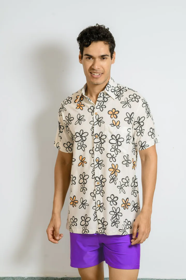 Sun Sketch – Men’s Floral Beach Shirt