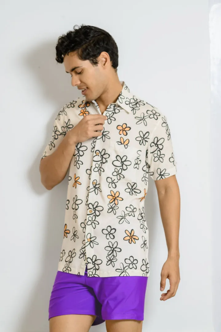 Sun Sketch – Men’s Floral Beach Shirt