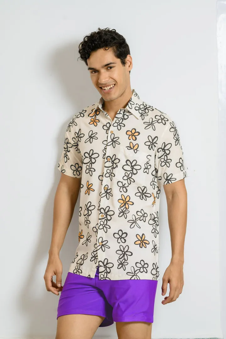 Sun Sketch – Men’s Floral Beach Shirt
