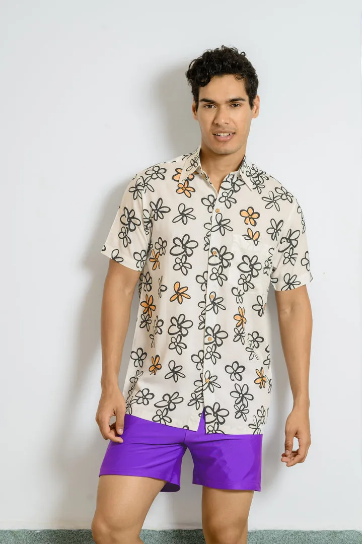 Sun Sketch – Men’s Floral Beach Shirt