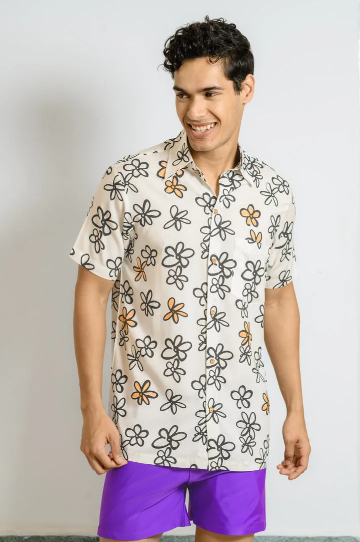 Sun Sketch – Men’s Floral Beach Shirt