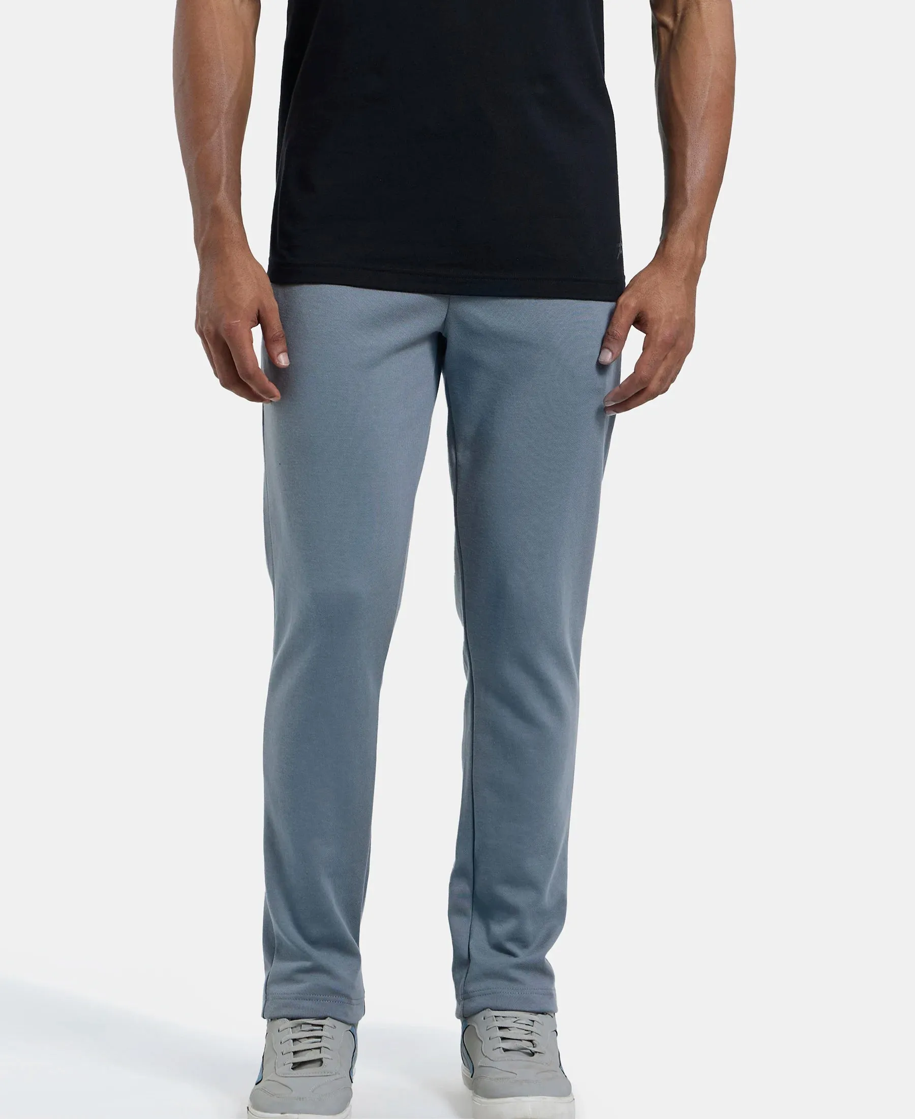 Super Combed Cotton Rich Pique Slim Fit Trackpant with Side Zipper Pockets - Performance Grey
