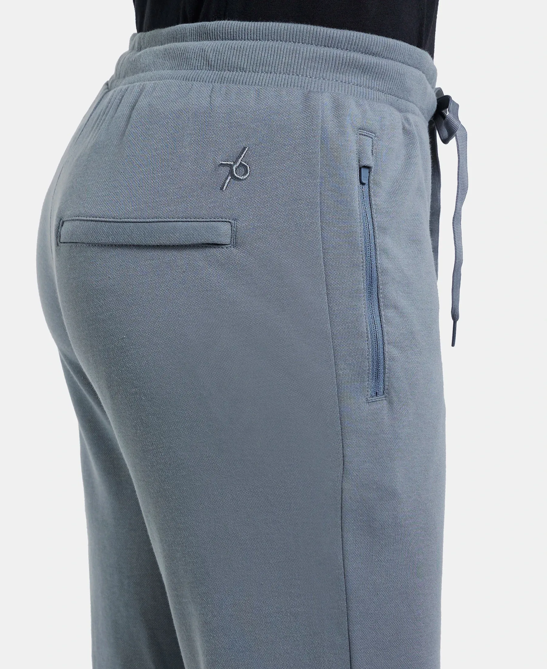 Super Combed Cotton Rich Pique Slim Fit Trackpant with Side Zipper Pockets - Performance Grey