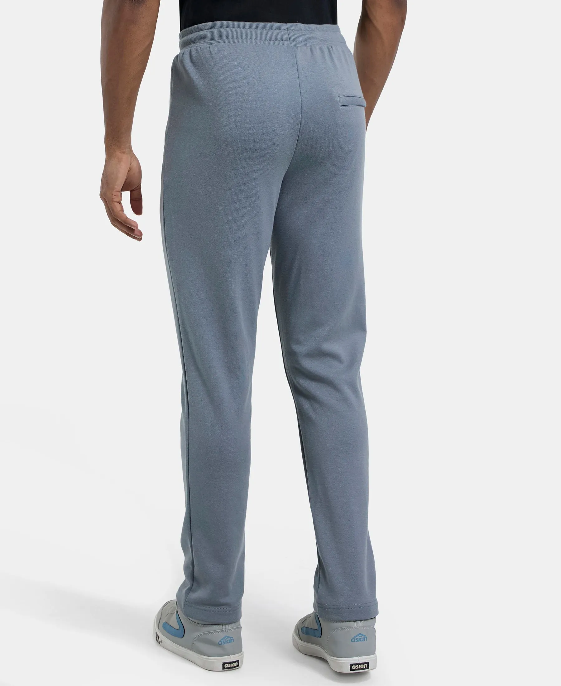 Super Combed Cotton Rich Pique Slim Fit Trackpant with Side Zipper Pockets - Performance Grey