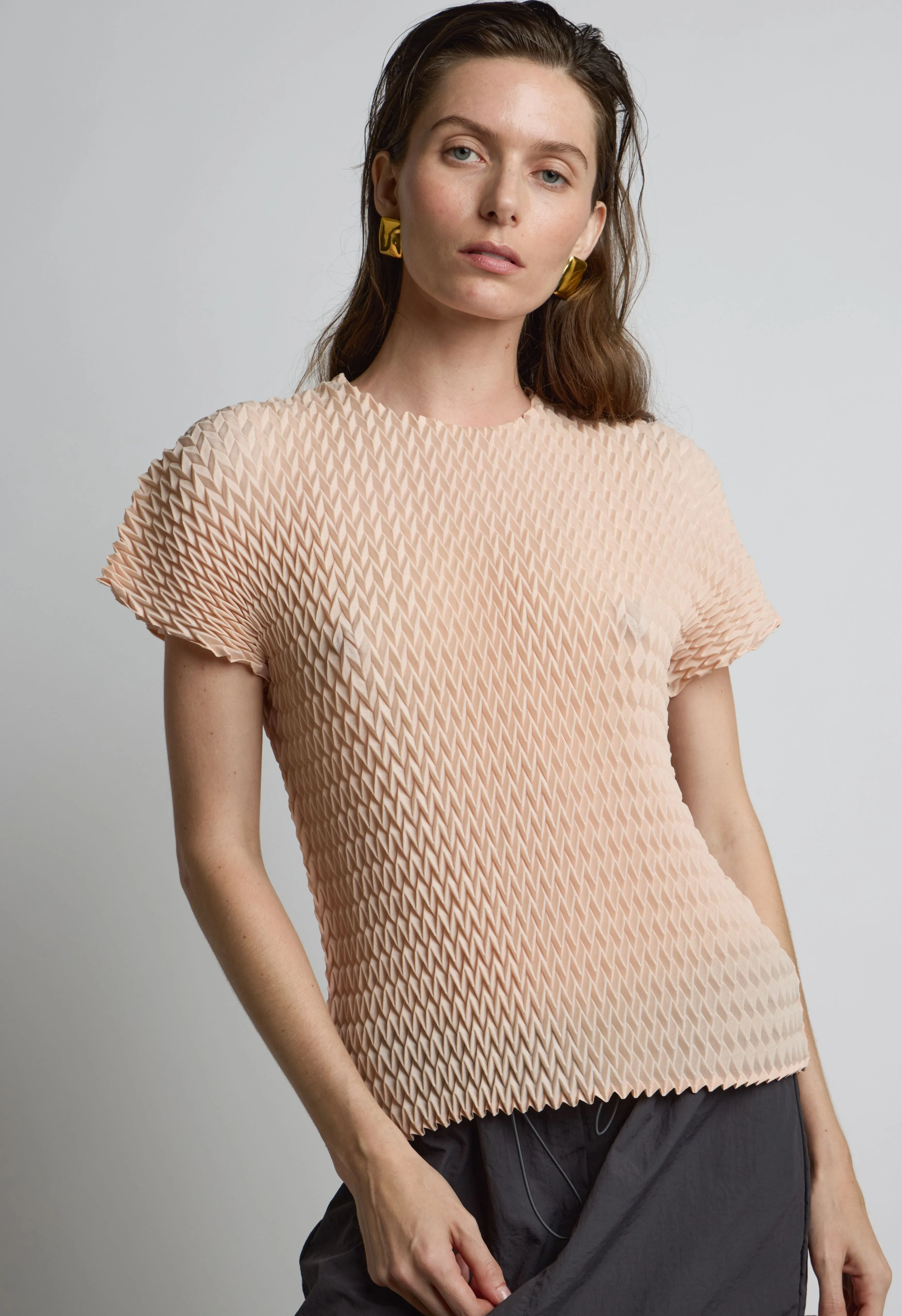 Tao Pleat Top in Peach