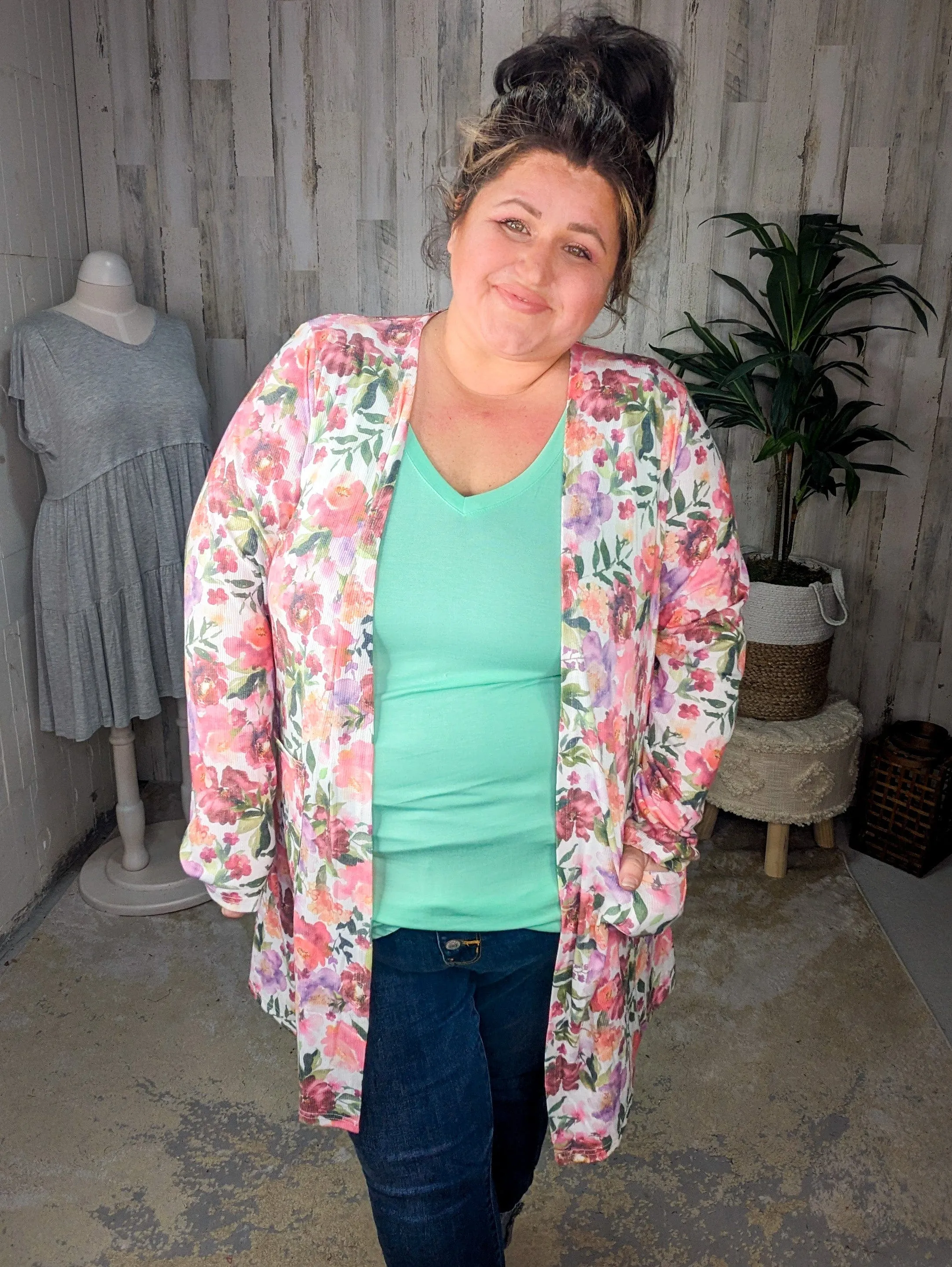 Teagan Triple Stretch Open Cardigan (Prints)